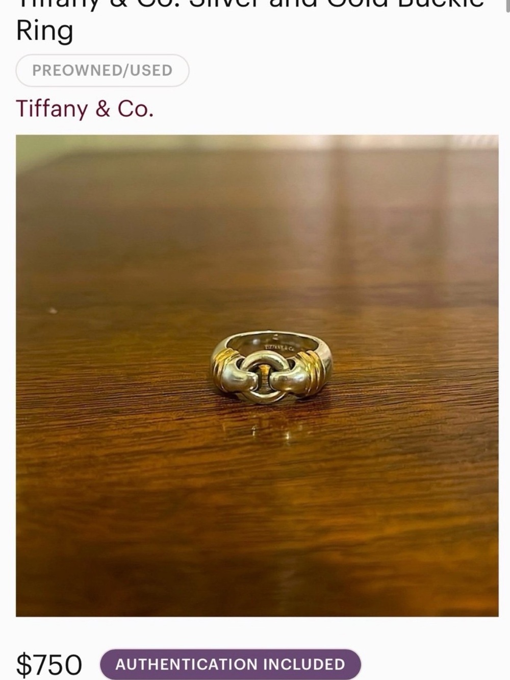 RARE Tiffany & Co. Sterling Silver & Gold Interlocking Knot Ring - Picture 10 of 10